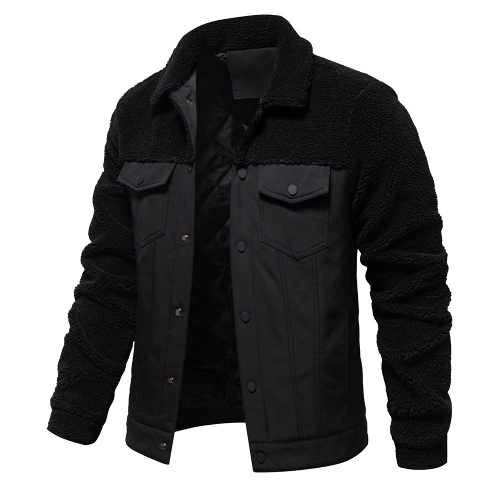 VMTVR 2025 popular autumn and winter new men's splicing jacket Popularan size New casual high-quality men's lamb wool jacket