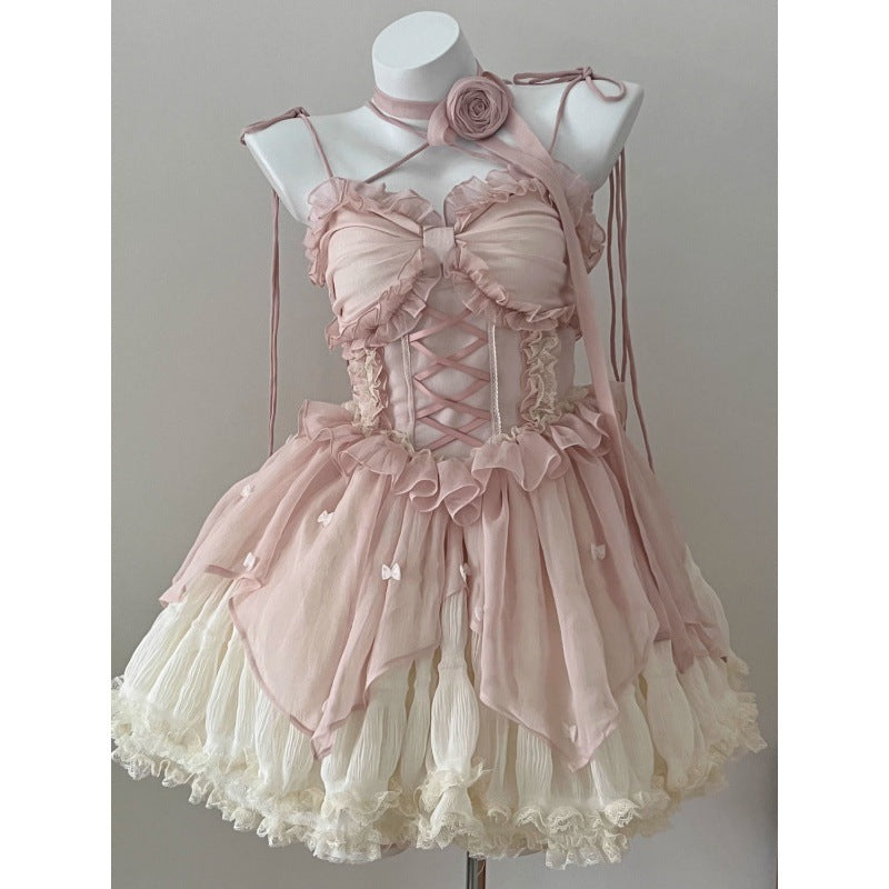 vmtvr harajuku fashion dress to impress Sunset Rose Summer Gentle Ballet Style Sling Dress Lolita Sweet Birthday Dress Princess Dress Summer