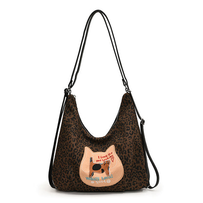 VMTVR 2025 Retro fashion leopard print tote bag women's popular new trend versatile underarm bag large capacity commuter women's backpack