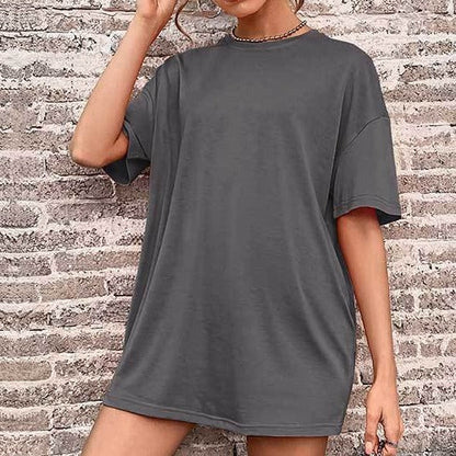 vmtvr 90s fashion 2024 Summer New Women's Solid Color Casual Fashion plus Size Loose round Neck Short Sleeve T-shirt