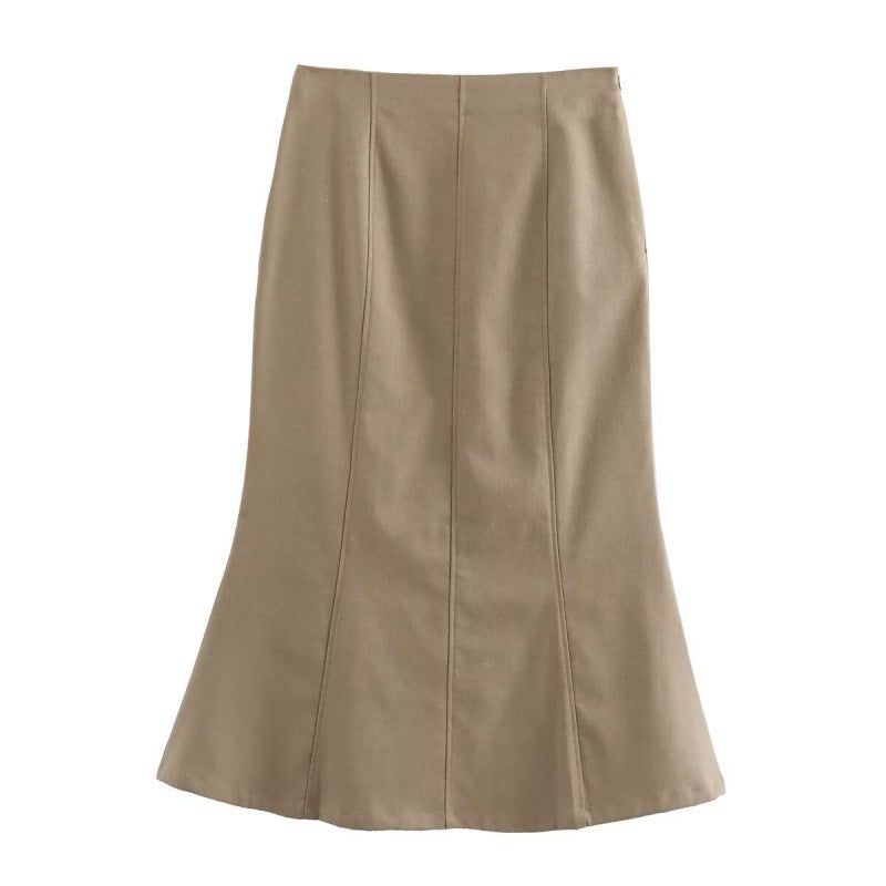 vmtvr business casual outfits for women 2024 Summer New American Hot Girl Back Opening Design Vest High Waist Fishtail Skirt Mid-Length Skirt Suit