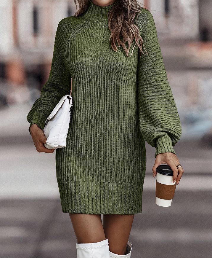 vmtvr 2000s fashion Autumn and Winter Solid Color Long Sleeve Fashion Turtleneck Sweater Women Dress