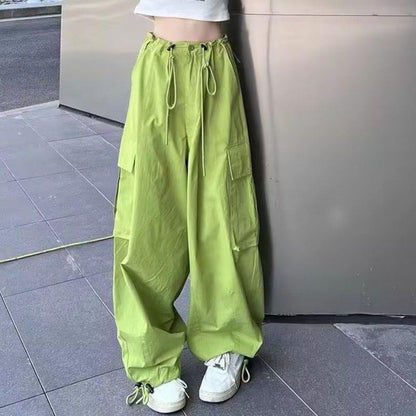 vmtvr college outfits Ankle-Tied Overalls Women's Summer Design Pocket High Waist Straight Casual Pants Loose Slimming Wide Leg Pants Fashion