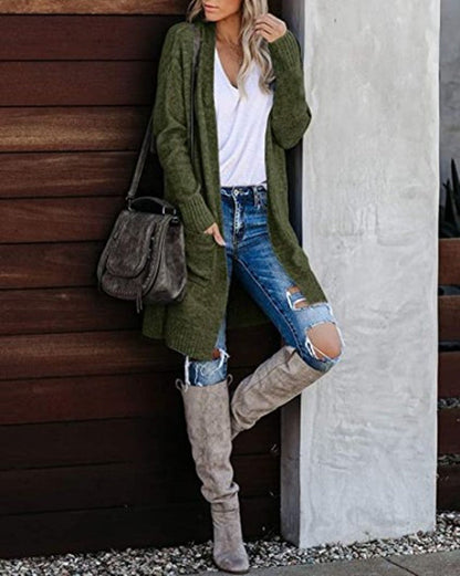 vmtvr 2000s fashion Fall 2024 Women's Knitted Pocket Cardigan Long Sleeve Casual Knitted Loose Sweater Sweater Coat for Women