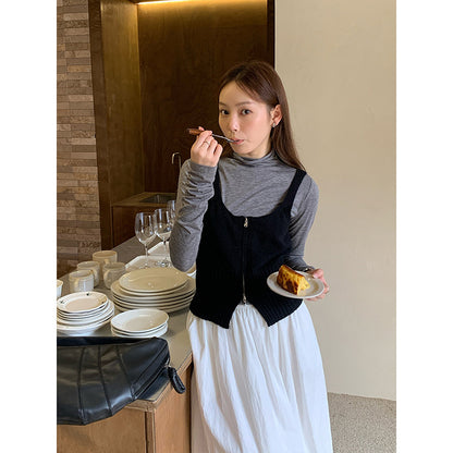 2025  wool Tencel semi-turtleneck long-sleeved T-shirt 2025 early spring skin-friendly bottoming knitted sweater women's A9093