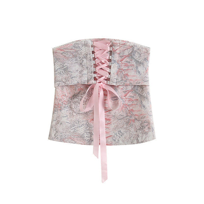 vmtvr 2000s fashion Pink Lace Strap Tube Top Women's Autumn Hot Girl Outer Wear Sexy Tight Short Vest