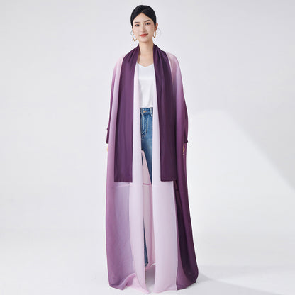 2025 Middle East Popular trade Muslim style robe hot women's clothing gradual change loose large size cardigan jacket temperament robe
