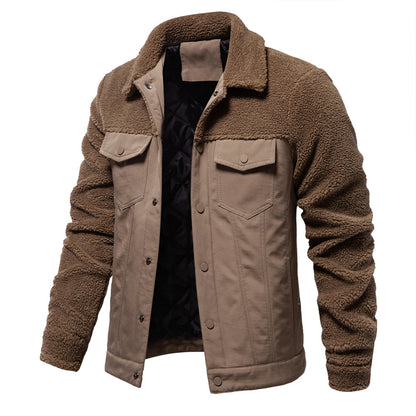 VMTVR 2025 popular autumn and winter new men's splicing jacket Popularan size New casual high-quality men's lamb wool jacket