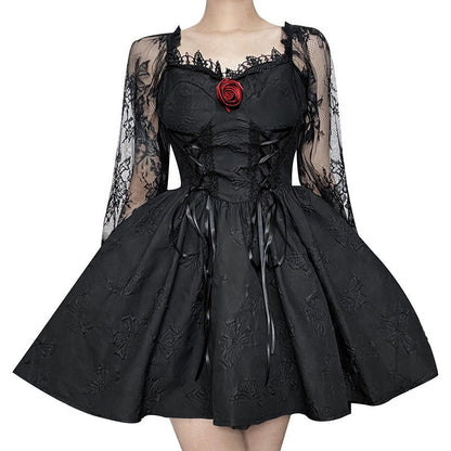 vmtvr divine being dress to impress Autumn Dark Princess Dress Design Slim-Fit Three-Dimensional Flower Lace Temperament Dress Women