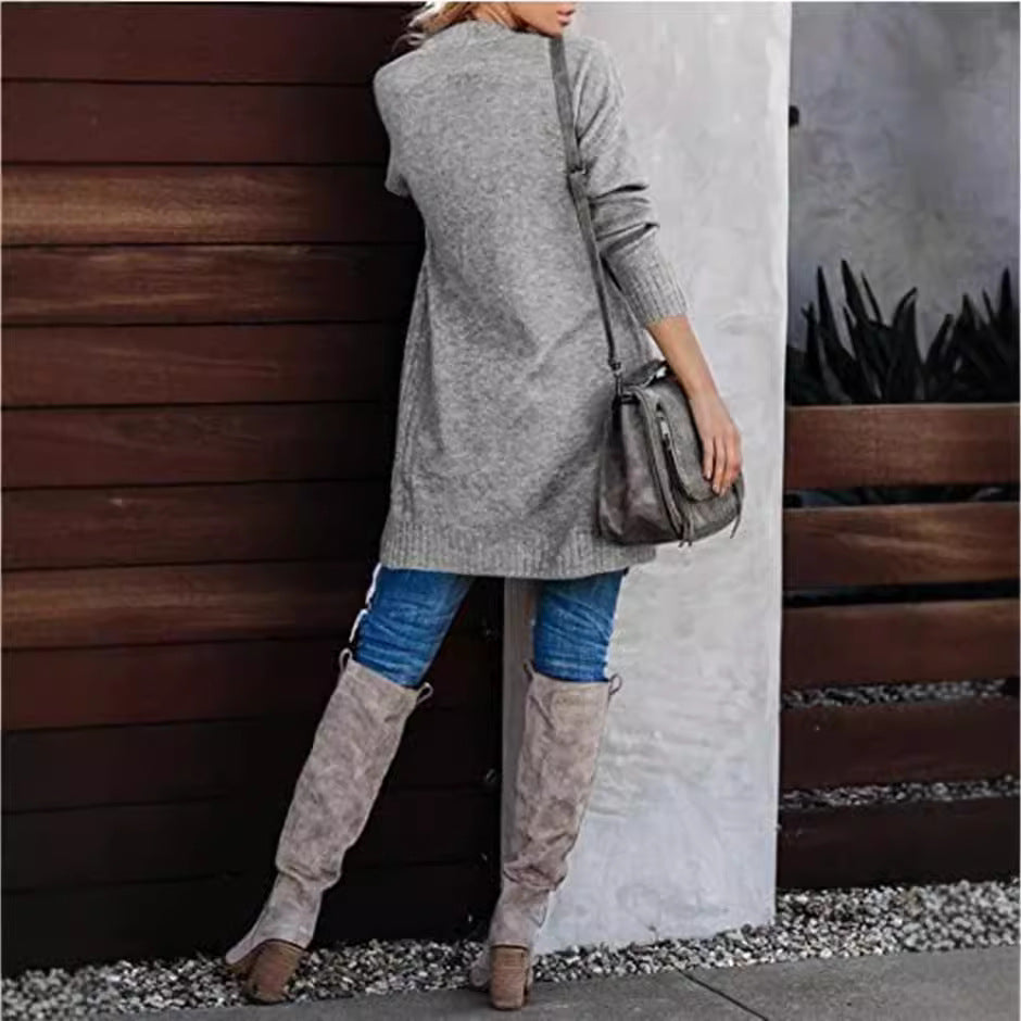 vmtvr 2000s fashion Fall 2024 Women's Knitted Pocket Cardigan Long Sleeve Casual Knitted Loose Sweater Sweater Coat for Women
