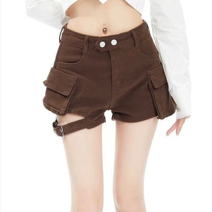 vmtvr casual summer outfits Summer New American Fashion Hot Girl High Waist Denim Shorts Design Sense Big Pocket Versatile Tooling Denim Shorts