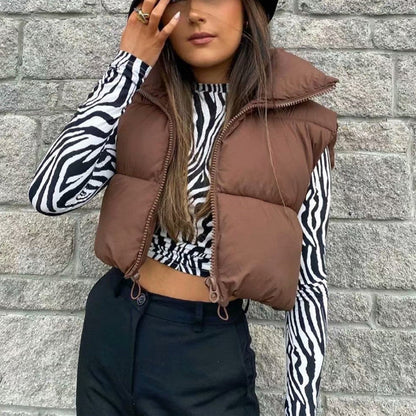 vmtvr datenight fall outfits Women's Spring Cotton-Padded Vest Zipper Stand Collar Vest 11 Colors