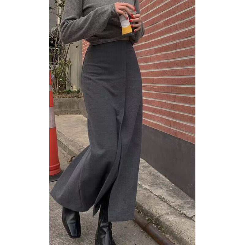 vmtvr 2000s fashion Chic Summer Niche Versatile High Waist Slimming Irregular Split Design over the Knee Long Skirt for Women