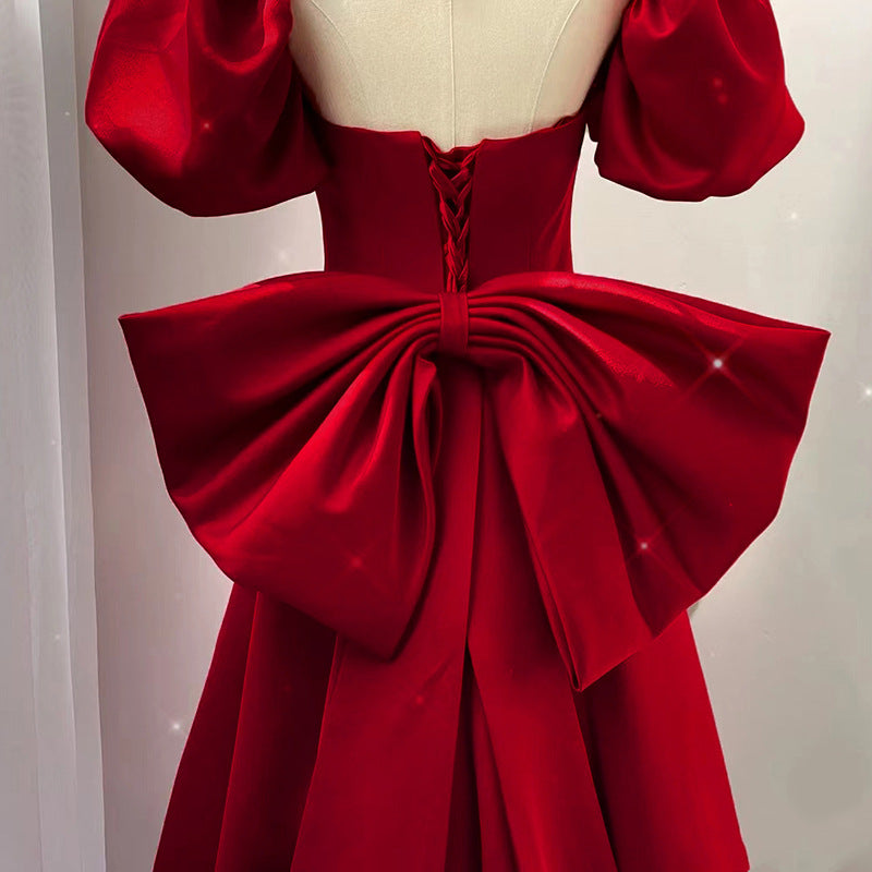 vmtvr alien invasion dress to impress Princess Dress Red Temperament Long Bow Engagement Dress Answer Engagement Dress for Women Summer