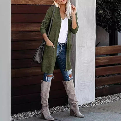 vmtvr 2000s fashion Fall 2024 Women's Knitted Pocket Cardigan Long Sleeve Casual Knitted Loose Sweater Sweater Coat for Women