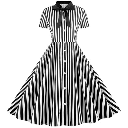 vmtvr alien invasion dress to impress New Women's Summer Striped Stitching Short Sleeve Butterfly Festival Party Temperament Large Swing Dress