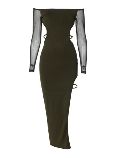 -Isra Long Sleeve Slit Maxi Dress