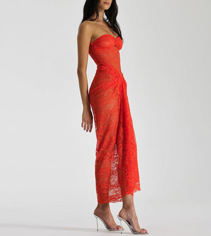 Amena Mesh Strapless Maxi Dress