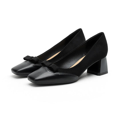 2025 5288-11  high heels for women 2025 new thick heels, light mouth bow, pointed head temperament single shoes for women