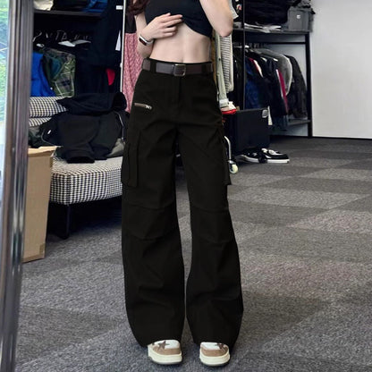 vmtvr masc outfits Vibe Style Multi-Pocket High Street Retro Overalls Women's Spring and Summer New Straight Wide-Leg Casual Pants Fashion