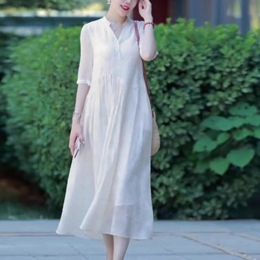 Summer  Women's New Temperament Celebrity Fashion Age Reduction Muse Fan Premium Sense Holiday Travel White Dress