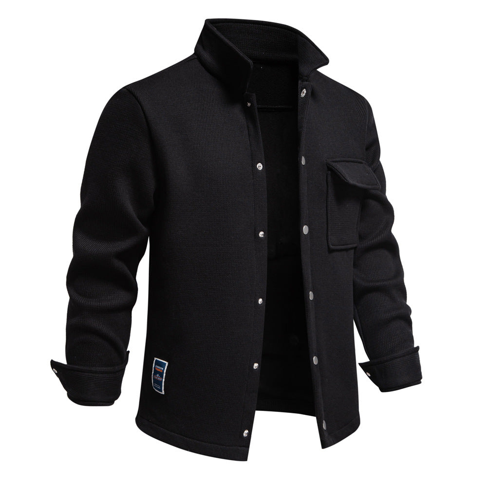 VMTVR 2025 popular autumn and winter new fleece thickened waffle men's lapel cardigan jacket Popular trade pocket coat top men