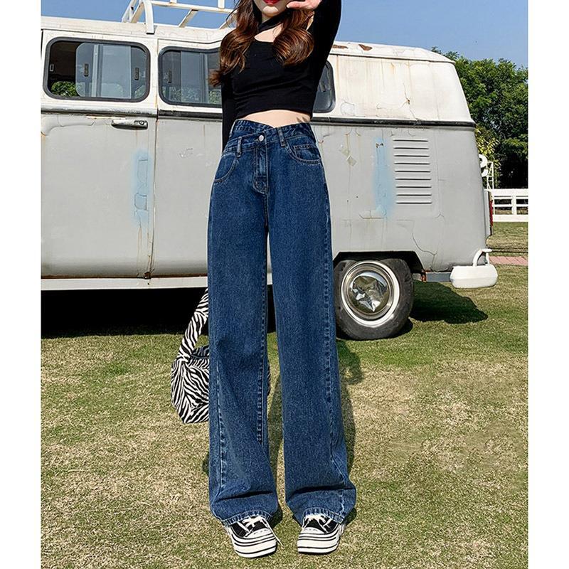 vmtvr summer fits High Waist Jeans Women's Straight Loose Cross Waist Wide Leg Pants 2024 New Spring and Summer Mopping Pants