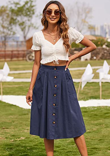 vmtvr 2000s fashion Spring and Summer New Skirt Casual Button A- line Skirt High Waist Midi Skirt Women's Clothing