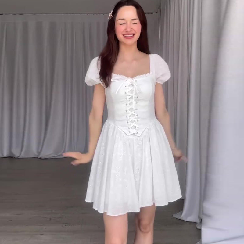 vmtvr pop culture dress to impress 2024 Summer New French Tea Break Waist-Tight Design Holiday Dress