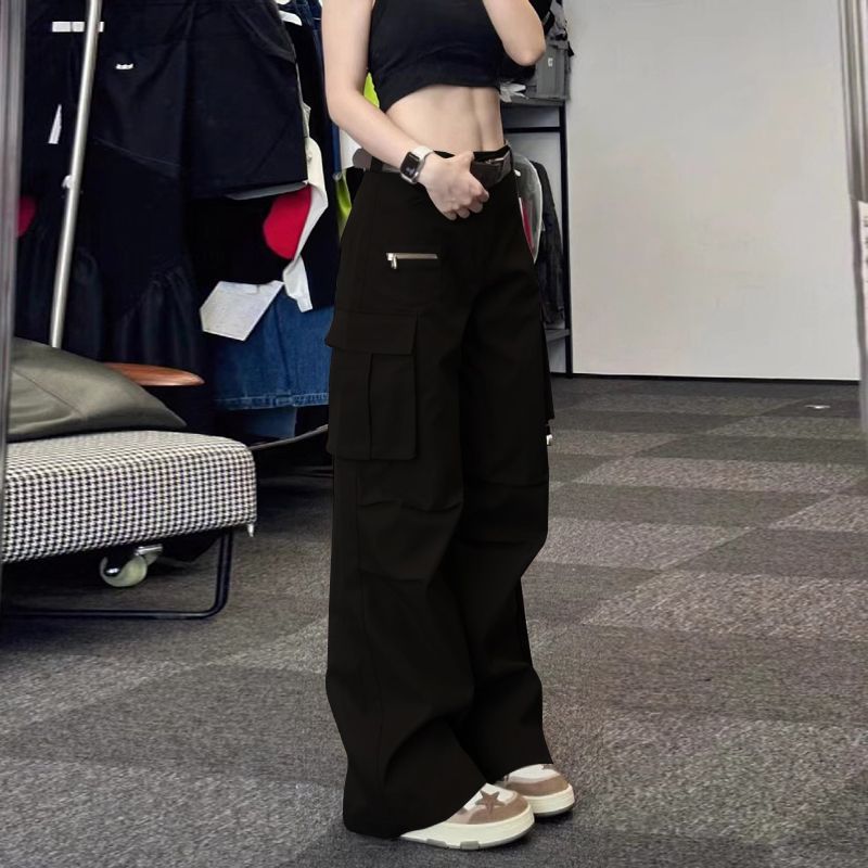 vmtvr masc outfits Vibe Style Multi-Pocket High Street Retro Overalls Women's Spring and Summer New Straight Wide-Leg Casual Pants Fashion
