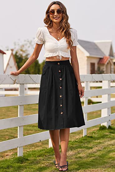 vmtvr 2000s fashion Spring and Summer New Skirt Casual Button A- line Skirt High Waist Midi Skirt Women's Clothing