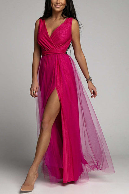 V Neck Backless Maxi Dress