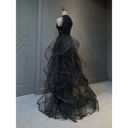 vmtvr witch dress to impress Black Evening Dress for Women New Light Luxury Niche High-End High-End Sense Trailing Birthday Party Host Adult Ceremony