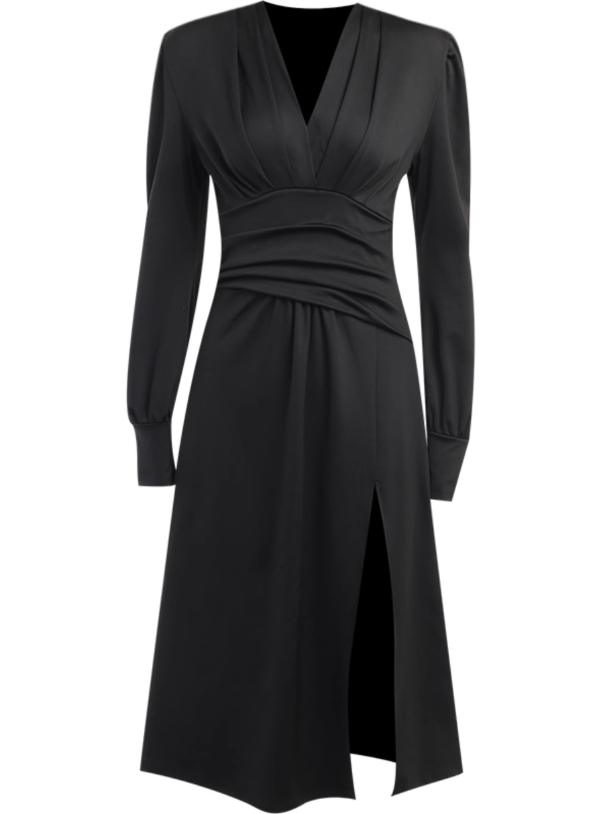 - New women's black v-neck long dress  GEU914