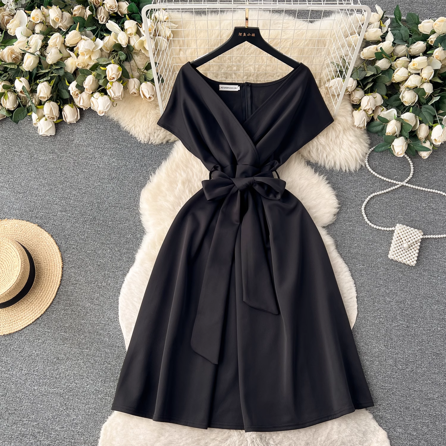 vmtvr- Summer bow tie waist chic dress GEU491