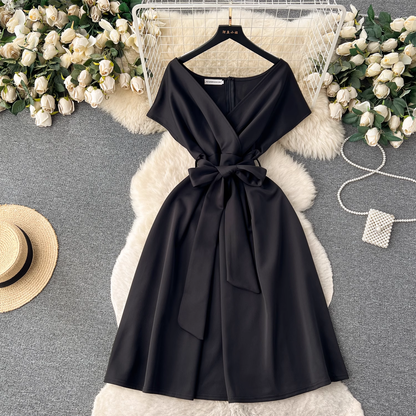 - Summer bow tie waist chic dress GEU491