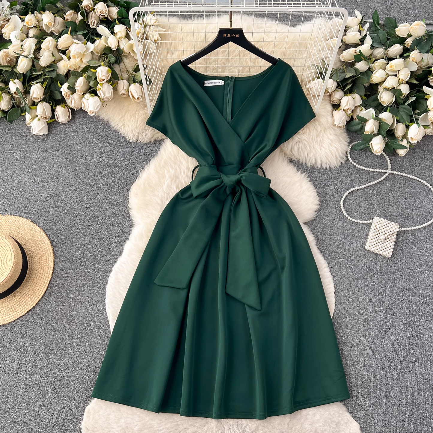 vmtvr- Summer bow tie waist chic dress GEU491