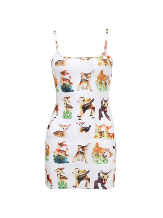 - Deer print mini slip dress GEU682