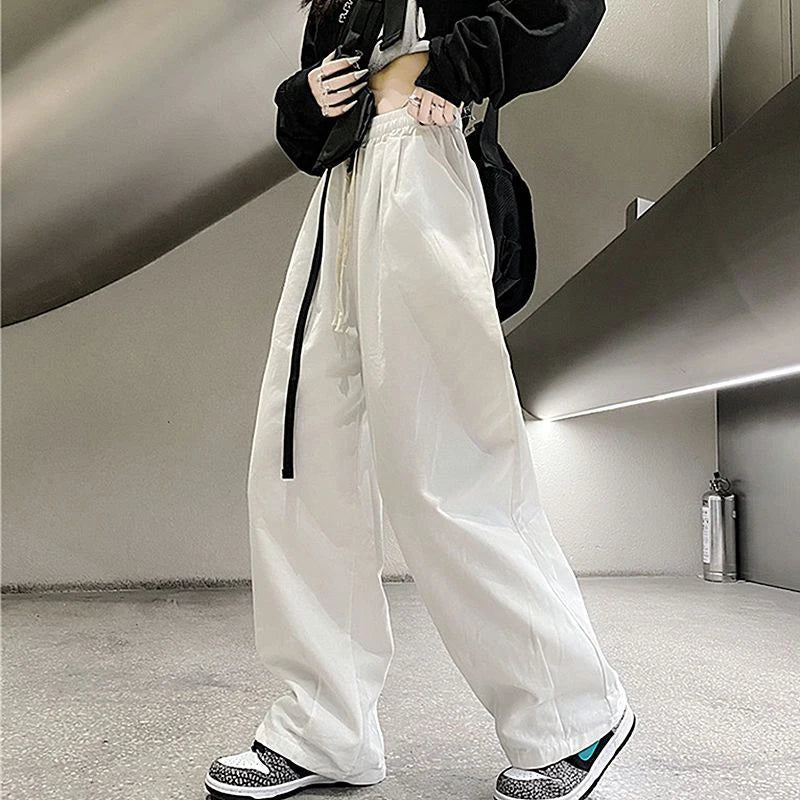 vmtvr High Waist Women Cargo Pants Summer Oversize 4Xl Casual Solid Wide Leg Pants Y2K Female All Match Bf Loose Trousers