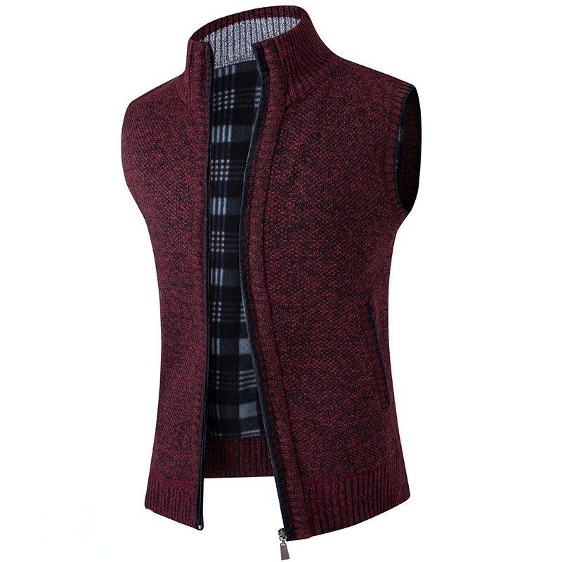 jiaabc Men's Sweaters Vest Autumn Winter New Solid Warm Zipper Sweatercoat Sweaters Vest Men Casual Knitwear Sleeveless Male Clothing