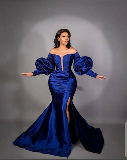 vmtvr  -  Mermaid Luxury Custom Evening Dress Sexy off-the-shoulder long sleeve wrap hip with floor length cocktail ball party dress