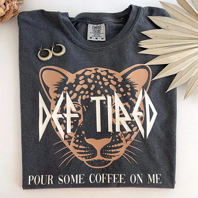 -Retro sports style outfit streetwear 90s fashion Def Tired Tiger Printing Women Vintage Style T shirts Short Sleeve Loose Cotton Crewneck Tops Tees 80s 90s Summer Casual Shirts