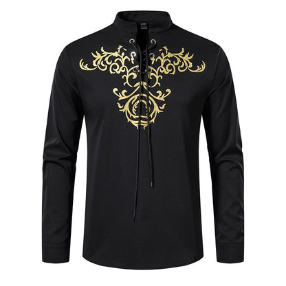 jiaabc Men Spring Autumn Shirt Social Henley Dress Shirt Fashion Long Sleeve Formal Embroidery Tops Clothing Casual camisa masculina