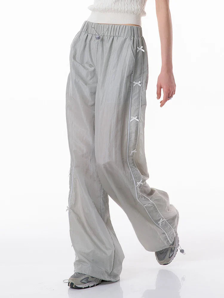 vmtvr Sweet Bow Wide Leg Pants Women 2024 Summer Casual Loose Pants Fashion Streetweear Elastic Waist Sweatpants