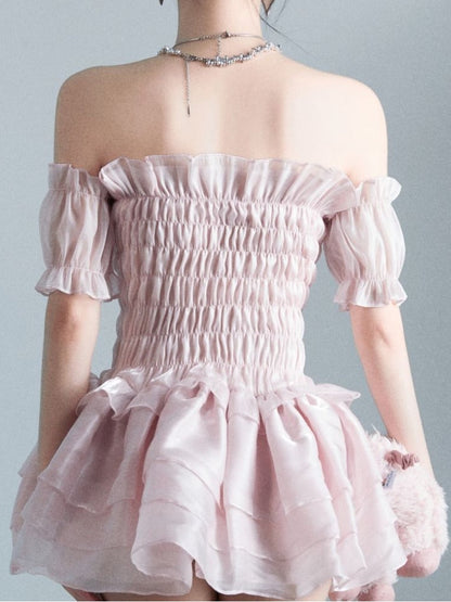 vmtvr Summer Lace Sweet Dress Women Designer Ruffle Flounce Cute Mini Dress Female Korean Fashion Elastic Skinny Sexy Party Dress 2023