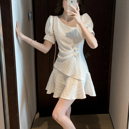 2024 Summer Fashion Luxury Embroidery Mesh Dress High Quality Women O Neck Flare Sleeve Flower Ruffles Midi Party Dress