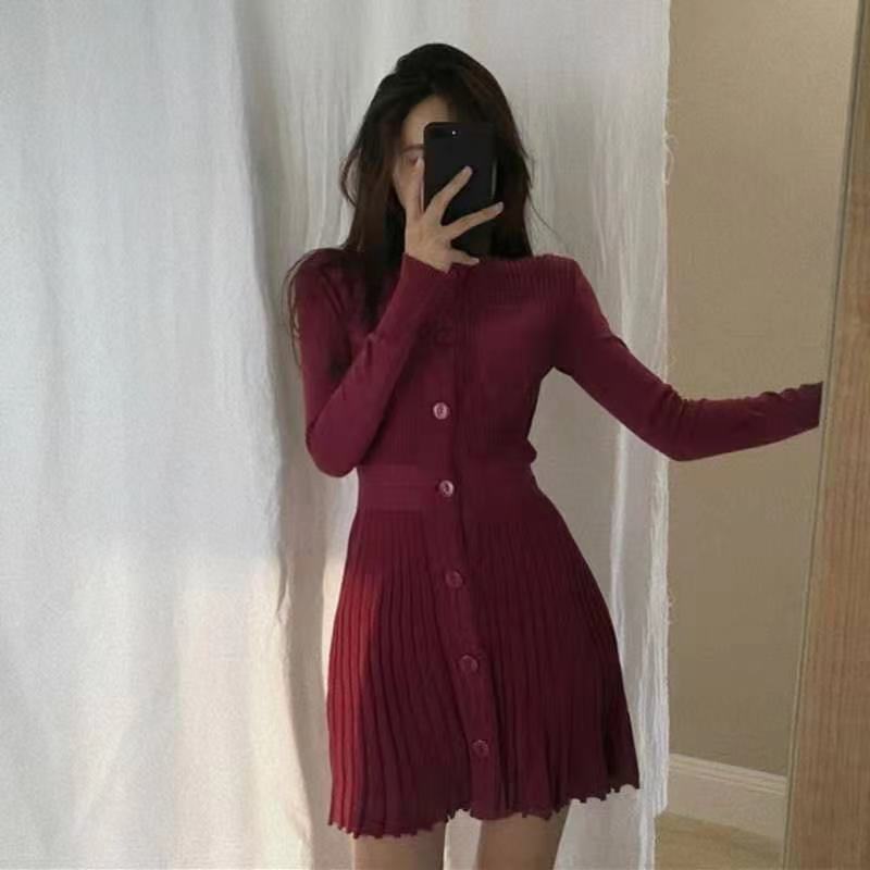 vmtvr - Fashion Korean Mini Dresses Female Autumn Winter 2023 Sexy Bodycon  Wrap White Short Women&#39;s Sweater Knitted One-piece Dress Hit