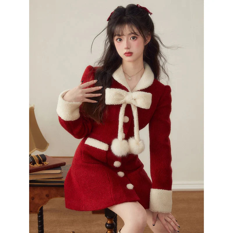 vmtvr  - Elegant Women Dress Long Sleeve Office Ladies Polo Collar Vintage New Korean Fashion Chic Sweet Casual Female Mini Dresses