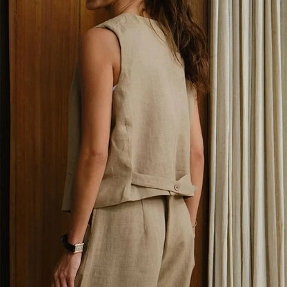 vmtvr Summer Basic V-neck Tanks Vest Women Linen Cotton Fashionable Sleeveless slim Vest Versatile Office Ladies Crop Tops