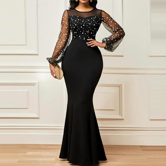 vmtvr - Fashion Bodycon Party Dresses for Women Elegant Evening Luxury Long Dress Women Vestidos De Fiesta Summe Slim Gauze Robe Femme